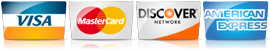 Visa, Mastercard, Discover, Amex Credit Card Payments Accepted